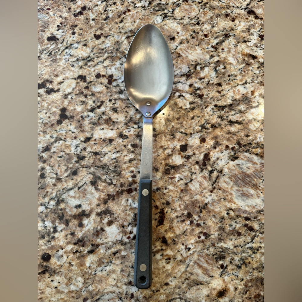 Vintage Flint Black-Handled Stainless Steel Serving Spoon